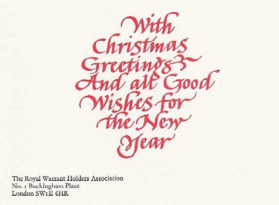 Royal Warrant Holders Christmas Card

Click here to return